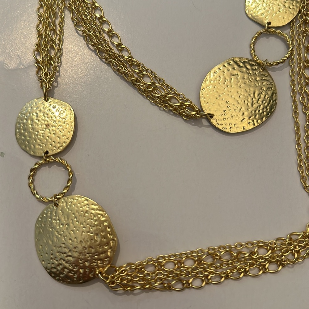 Karine Sultan Double Layer Large Gold Disc Necklace - Picture 2 of 6